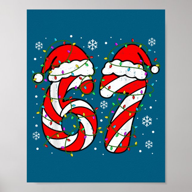 Poster Christmas 67 Candy Cane Six Seven Meme Lights Sant (Devant)