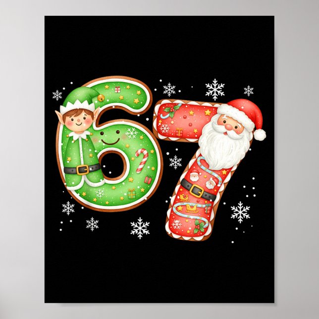 Poster Christmas 6 7 Six Seven Funny 67 Meme Santa Claus  (Devant)