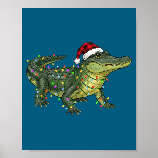 Poster Christmas Alligator Holiday Reptile Funny Festive  (Devant)