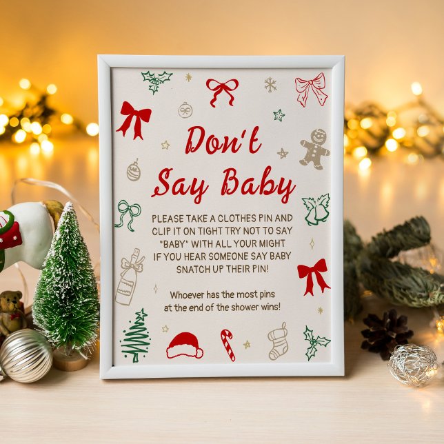 Poster Christmas Baby Shower Don't Say Baby Game (Créateur téléchargé)