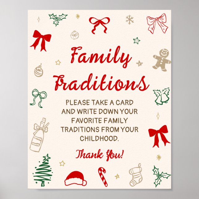 Poster Christmas Baby Shower Family Traditions Game (Devant)