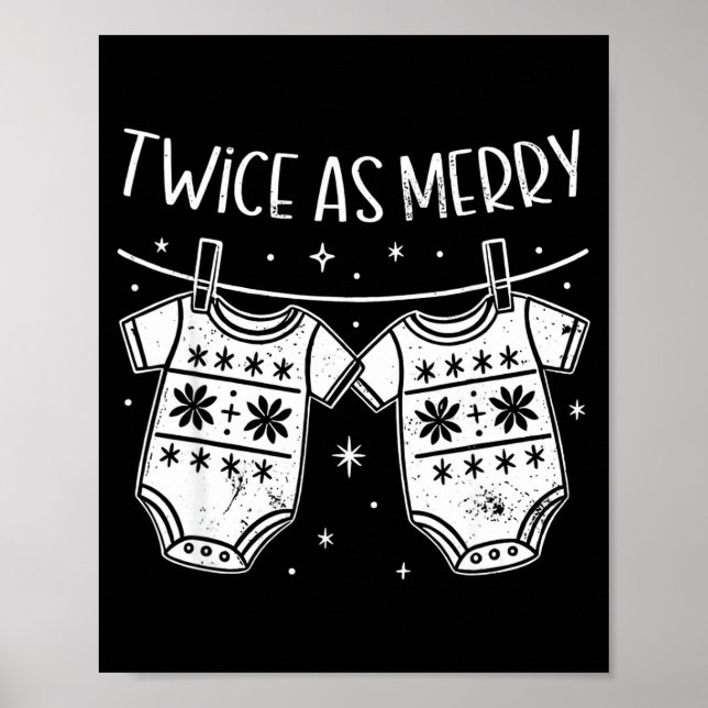 Poster Christmas Baby Twin Mom Xmas Twin Pregnancy Reveal (Devant)