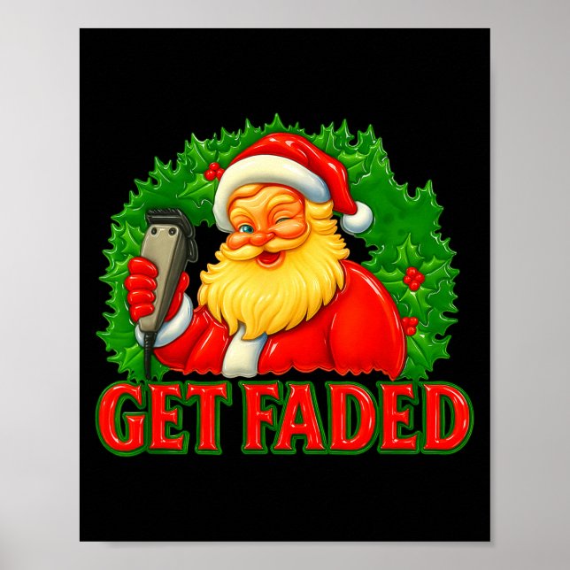 Poster Christmas Barber Get Faded  (Devant)
