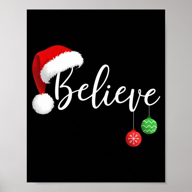 Poster Christmas Believe In Santa Claus Funny Xmas Family (Devant)