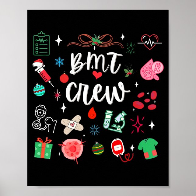 Poster Christmas Bmt Crew Nurse Bone Marrow Transplant Nu (Devant)