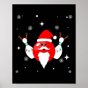 Poster Christmas Bowling Père Noël Bowling Équipe Dans Le