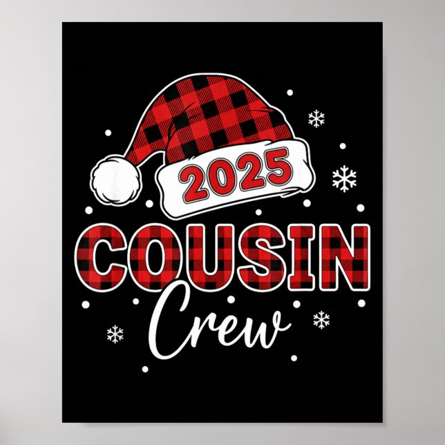 Poster Christmas Buffalo Plaid 2025 Cousin Crew Santa Hat (Devant)