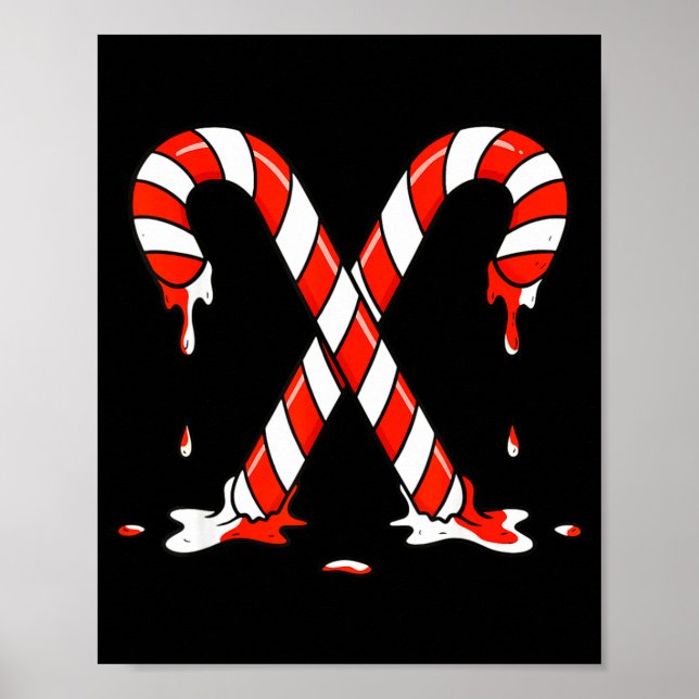 Poster Christmas Candy Cane Drip Boys Girls Kids  (Devant)