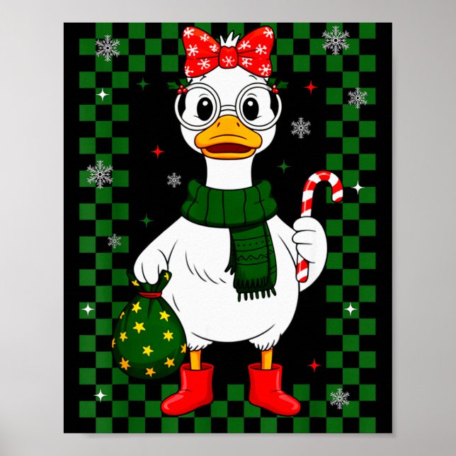 Poster Christmas Candy Cane Goose Matching Couple Xmas Bo (Devant)