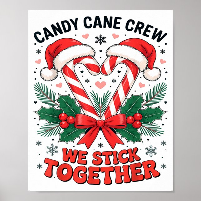 Poster Christmas Candy Cane Heart Holiday Family Matching (Devant)