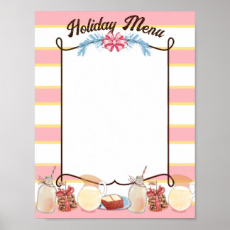 Poster Christmas cookies cake milk holiday bake sale menu