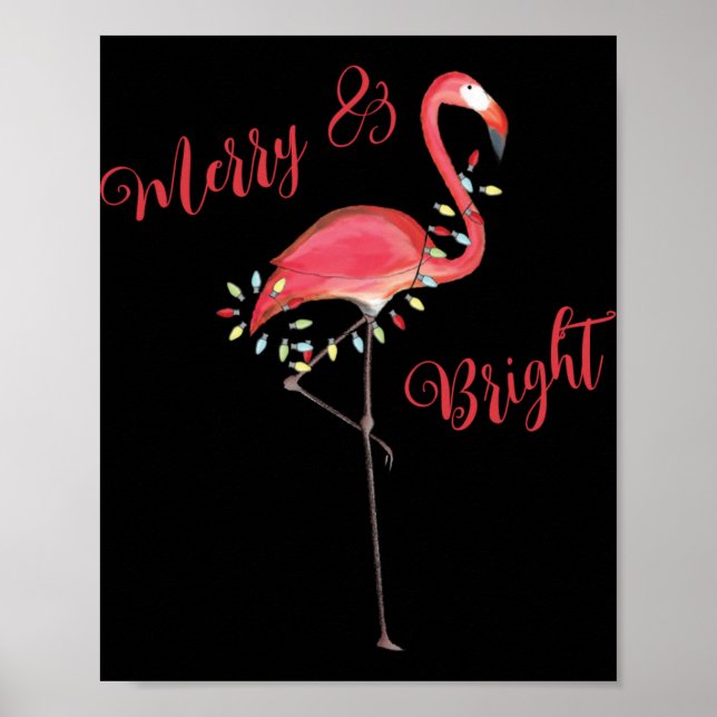 Poster Christmas Cute Nk Flamingo String Lights T Shirt  (Devant)