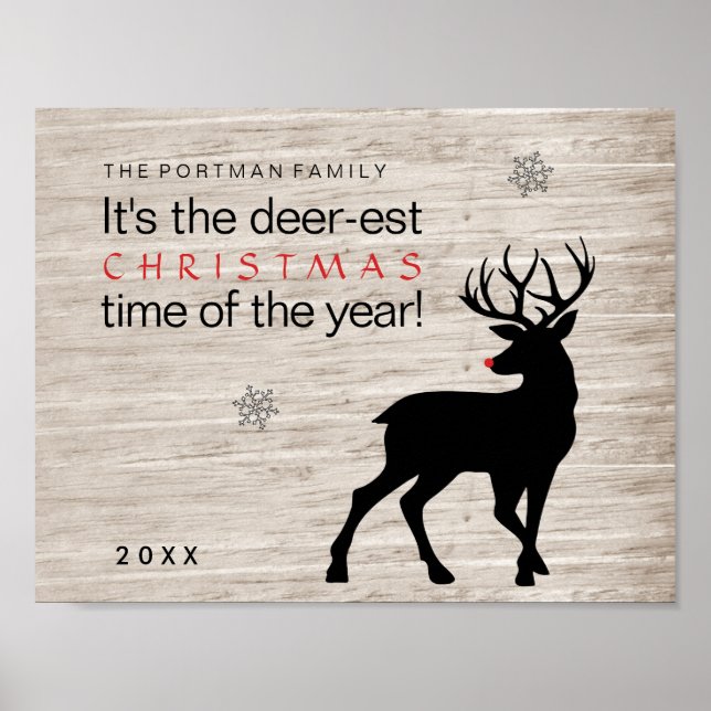 Poster Christmas Deer Ajouter un nom Deer-est Time of the (Devant)
