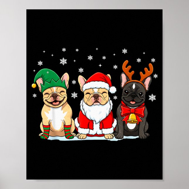 Poster Christmas Dog French Bulldog Xmas Dog Lover Men Wo (Devant)