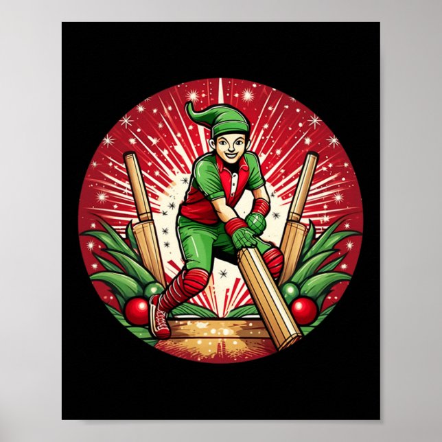 Poster Christmas Elf Cricket  (Devant)