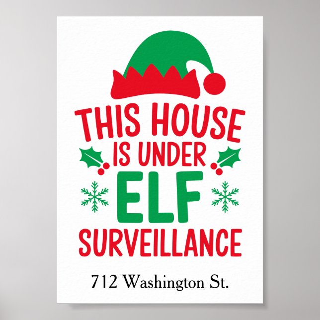 Poster Christmas Elf Surveillance Ajouter Votre Adresse P (Devant)