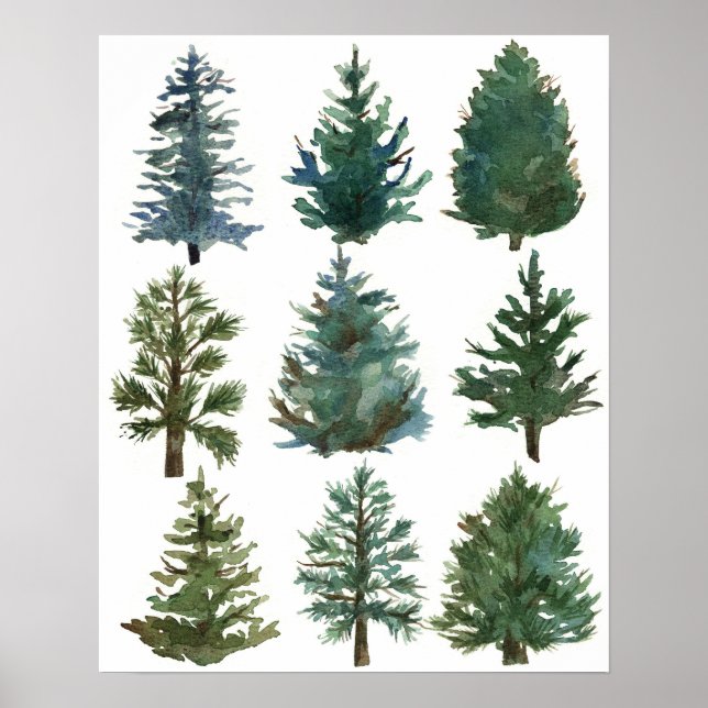 Poster Christmas Evergreen Trees Holiday Home Decor (Devant)