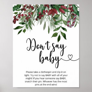 Poster Christmas floral Don't say baby