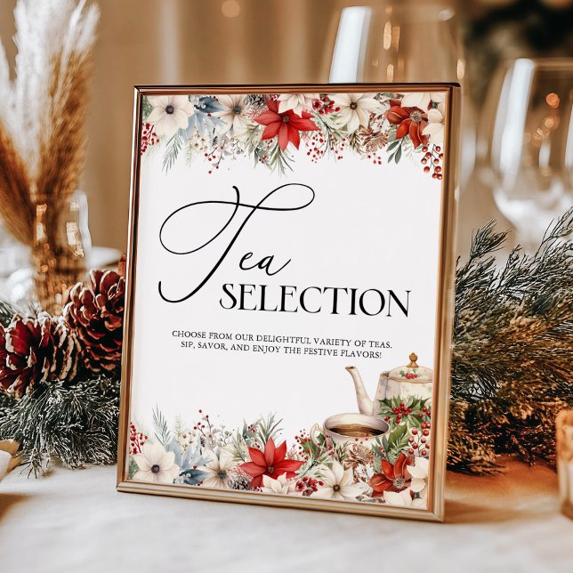 Poster Christmas Floral Holiday Tea Party Tea Selection (Créateur téléchargé)