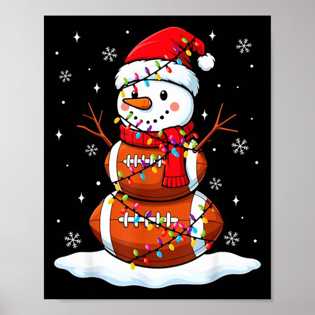 Poster Christmas Football Snowman Kids Football Christmas (Devant)