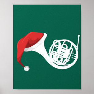 Poster Christmas French Horn Shirt - Santa French Horn