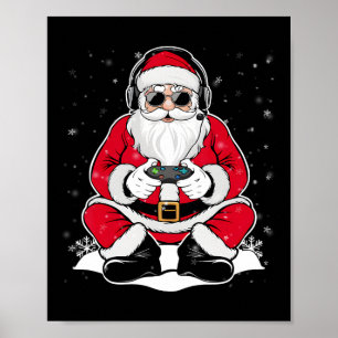 Poster Christmas Gamer Boys Ado Video Game Père Noël Xmas