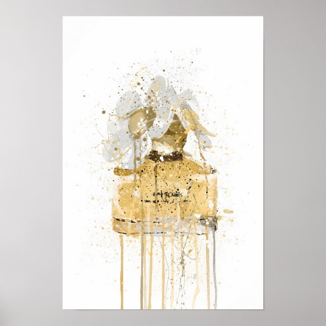 Poster Christmas Gift Fragrance Bottle 'Yellow' (Devant)