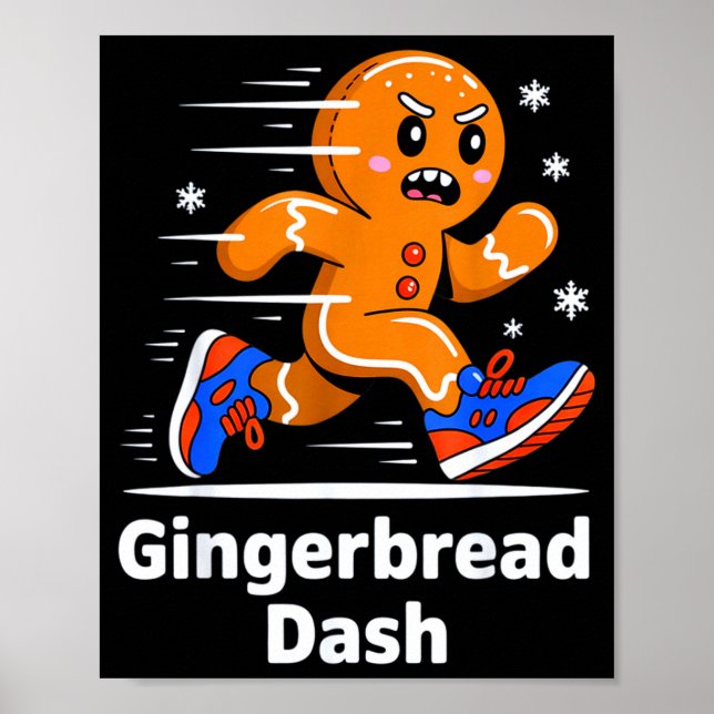 Poster Christmas Gingerbread Dash Running Runner Xmas Mar (Devant)