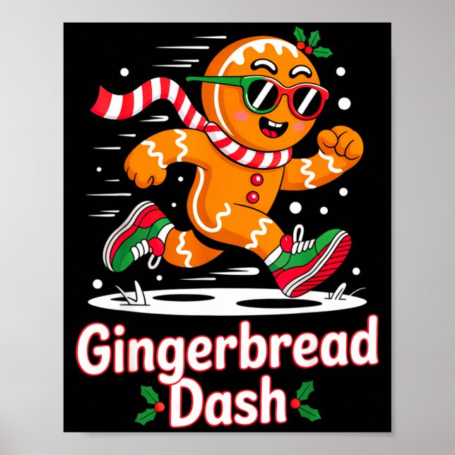 Poster Christmas Gingerbread Dash Running Runner Xmas Mar (Devant)