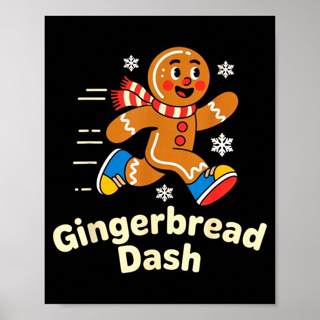Poster Christmas Gingerbread Dash Running Runner Xmas Mar (Devant)