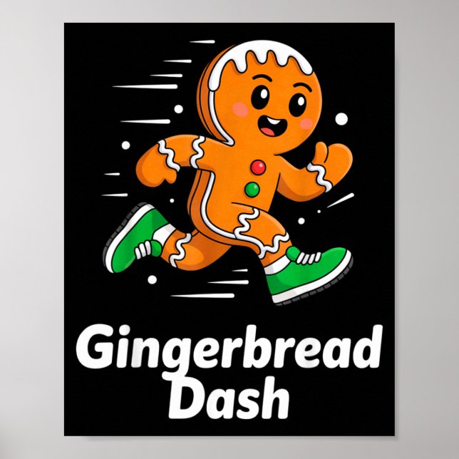 Poster Christmas Gingerbread Dash Running Runner Xmas Mar (Devant)