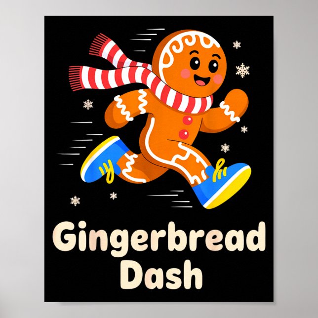 Poster Christmas Gingerbread Dash Running Runner Xmas Mar (Devant)