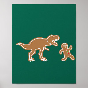 Poster Christmas Gingerbread Dinosaur Cookie Hunt