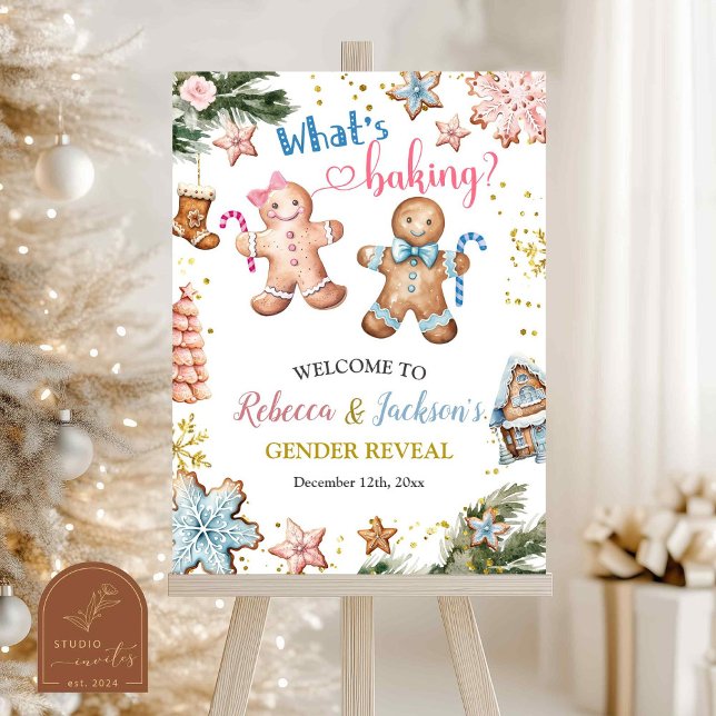 Poster Christmas Gingerbread Gender Reveal Welcome Sign (Créateur téléchargé)
