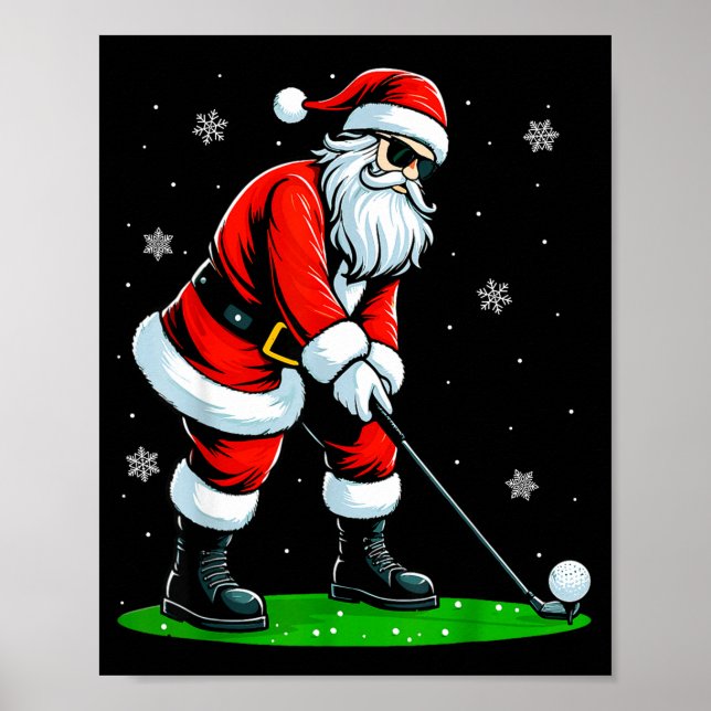Poster Christmas Golf Santa Golfer Xmas Funny Christmas G (Devant)