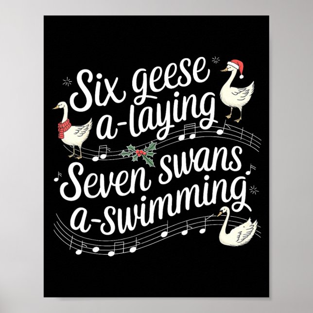 Poster Christmas Goose 67 6 Geese A Laying 7 Swans A Swim (Devant)