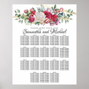 Poster Christmas Greenery Wedding 18-Table Seating Chart