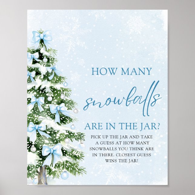Poster Christmas Guess How Many Snowballs Baby Shower  (Devant)