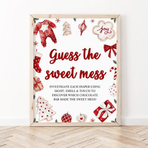 Poster Christmas Guess of the Sweet Mess Baby shower Game