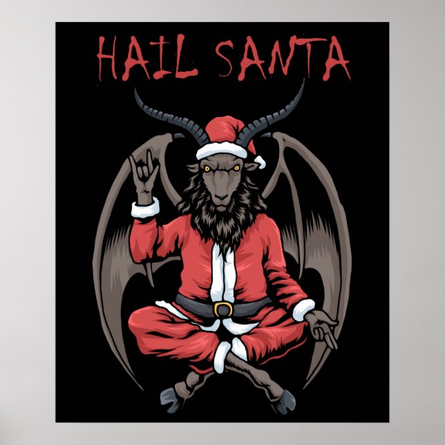 Poster Christmas Hail Père Noël Satanisme Goat Baphomet (Devant)