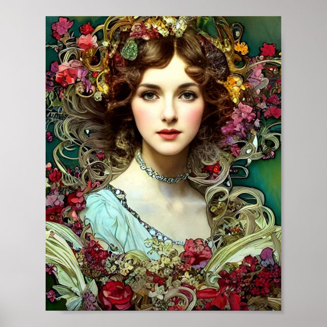 Poster Christmas Lady inspiration Mucha (Vorne)