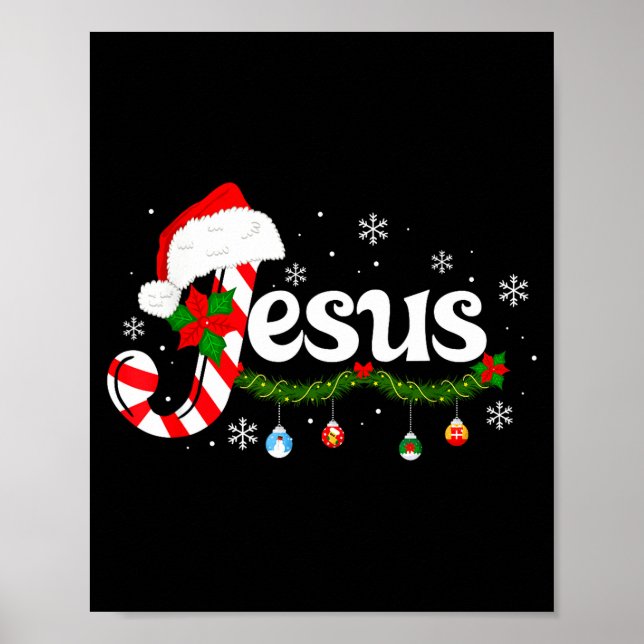 Poster Christmas Letter J For Jesus Christian Candy Cane  (Devant)