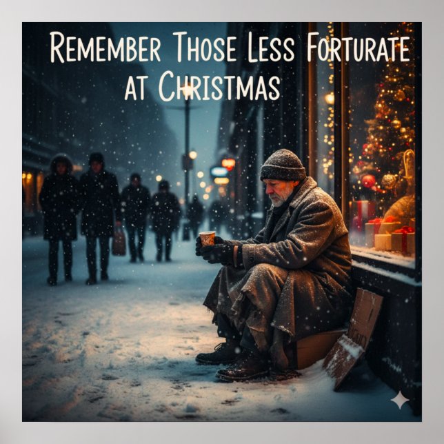 POSTER CHRISTMAS MEANING PICTURE REMEMBER THE POOR (Devant)