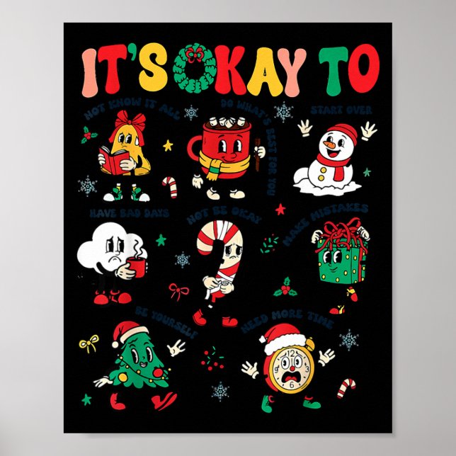 Poster Christmas Mental Health Awareness Men Women It's O (Devant)