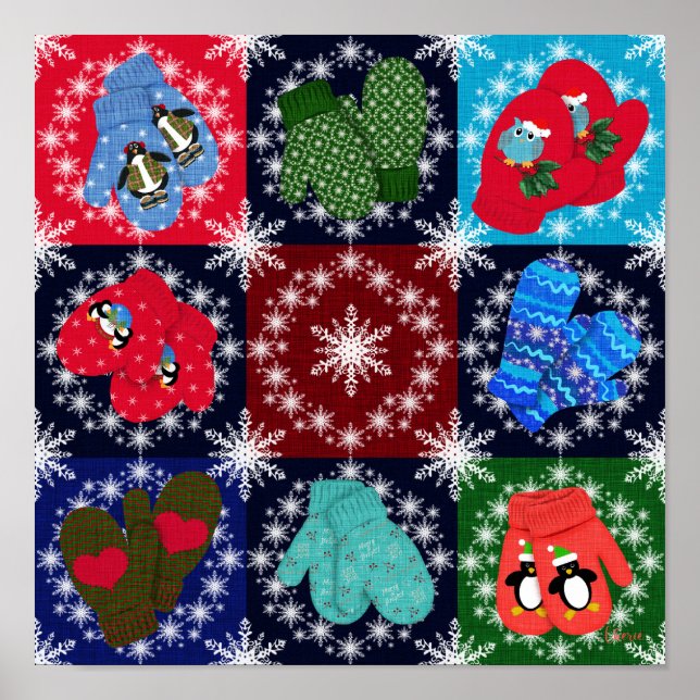 Poster Christmas Mittens collection Whimsical (Devant)