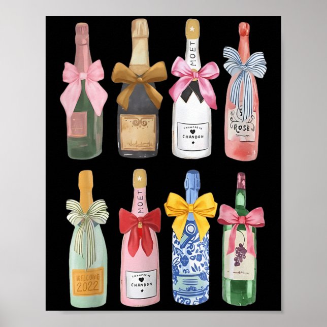 Poster Christmas New Year Champagne Gl Coquette Bot-tle M (Devant)