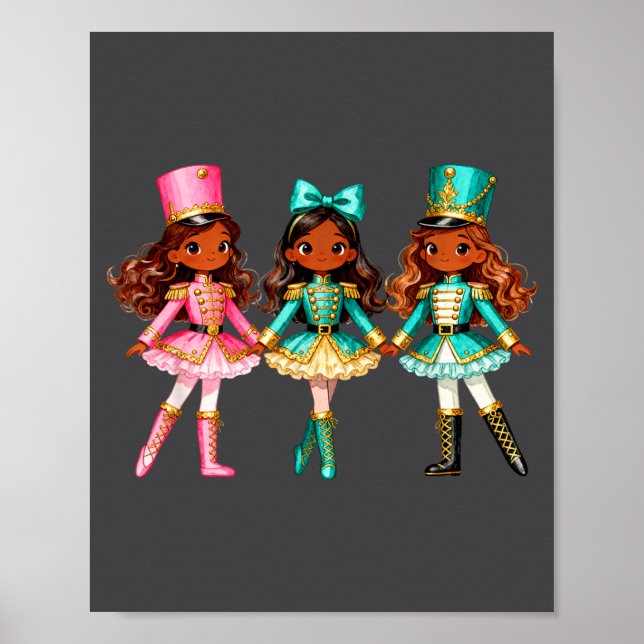 Poster Christmas Nutcracker Black Girls Kids Festive Xmas (Devant)