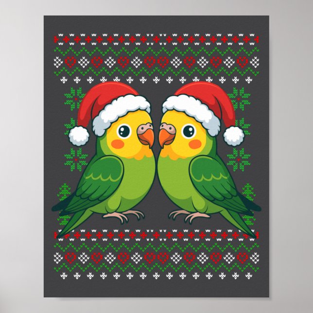 Poster Christmas Parakeet Ugly Xmas Sweater Parakeets Lon (Devant)