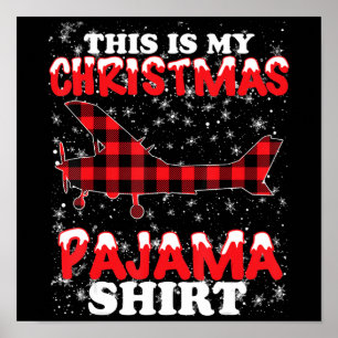 Poster Christmas Pyjama Funny Aviation Airplan Cadeau