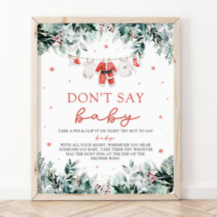 Poster Christmas Red Père Noël Baby Dont Dit Baby shower 
